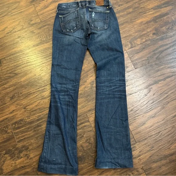 Lucky Brand Lil Maggie Flare Jeans Womens 00 Dark Wash Bootcut Altered Hem 24x32 - Picture 8 of 15